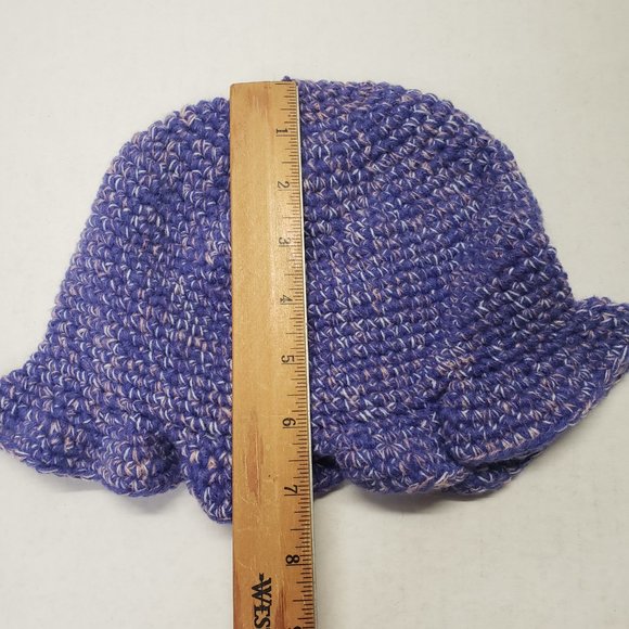 Women Purple Multicolor Crochet Handmade Wavy Cute Bucket Hat Beanie New - Picture 8 of 11